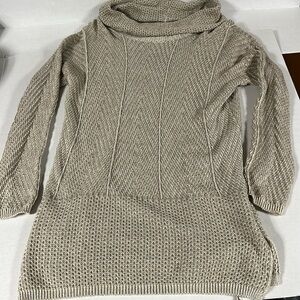 Cute Cowl Neck, super long, Tunic Sweater.  Size Large.